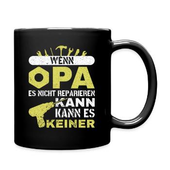 Wenn Opa es nicht reparieren kann Großvater - Tasse einfarbig - Schwarz - Rechts