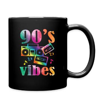 90er Vibes Musik Nostalgische 1990er Jahre Retro - Tasse einfarbig - Schwarz - Rechts