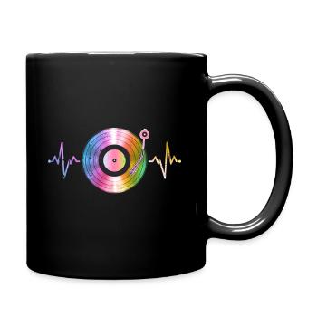 Heartbeat Vinyl - Tasse einfarbig - Schwarz - Rechts