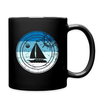 Retro Segelboot - Tasse einfarbig - Schwarz - Rechts