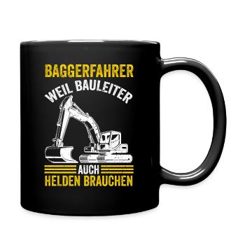 Baggerfahrer Bauleiter Bagger - Tasse einfarbig - Schwarz - Rechts