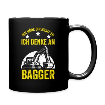 Baggern Baggerfahrer Bagger - Tasse einfarbig - Schwarz - Rechts
