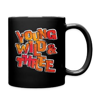 Young Wild And Three 3. Geburtstag Geburtstagskind - Full Colour Mug - black - Right