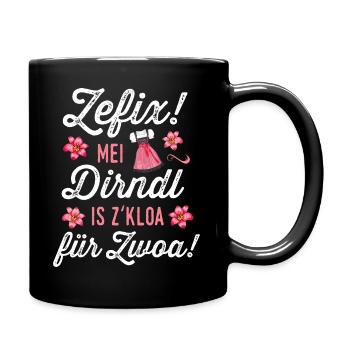 Mei Dirndl is z kloa für Zwoa Tracht Schwangere - Tasse einfarbig - Schwarz - Rechts