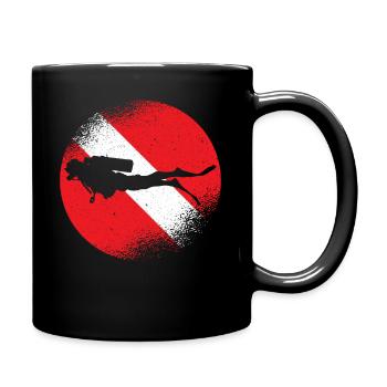 Tauchflagge Diver Down Aquaholic Scuba Diving Ocean - Tasse einfarbig - Schwarz - Rechts