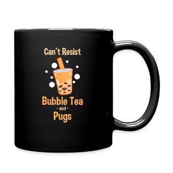 Boba Tea kawaii Mops Spruch - Tasse einfarbig - Schwarz - Rechts
