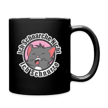 Katze Schnarchen - Tasse einfarbig - Schwarz - Rechts