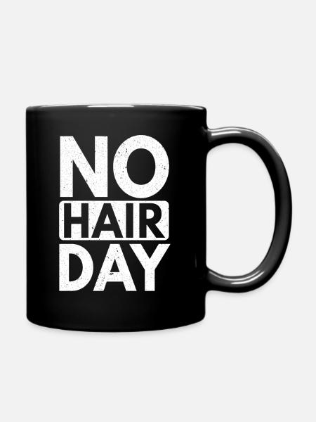 Pas de cheveux Jour Calvitie Drôles Blagues chauves Tête chauve - Mug uni - noir