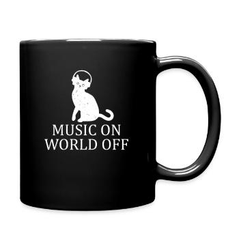 Music On World Off Cute Cat Music Lover Cat - Mug uni - noir - Droite