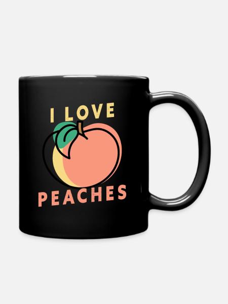 I Love Peaches Fruit Vegetarian Vegan - Tasse einfarbig - Schwarz