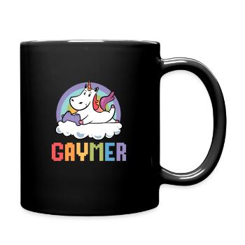 Einhorn Gaymer Gay Gamer Unicorn Gaming Fahne LGBT - Tasse einfarbig - Schwarz - Rechts