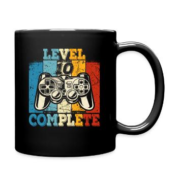 Kids Level 10 Complete Birthday Shirt Gamer - Full Colour Mug - black - Right