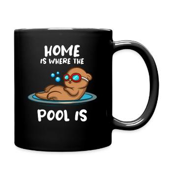 Home is where the pool is - Tasse einfarbig - Schwarz - Rechts