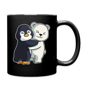 Pinguin und Eisbär niedliche Tiere knuddeln - Tasse einfarbig - Schwarz - Rechts