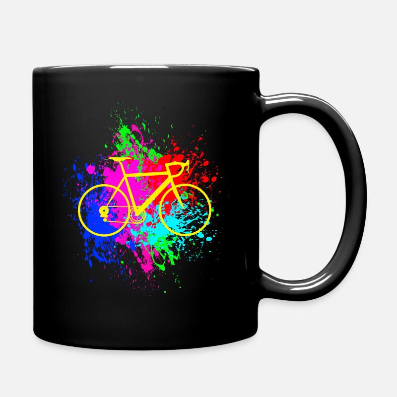 Vélo de route avec des éclaboussures colorées de couleur - Mug uni - noir