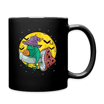 Cottagecore Aesthetic Halloween Frog On Mushroom - Full Colour Mug - black - Right