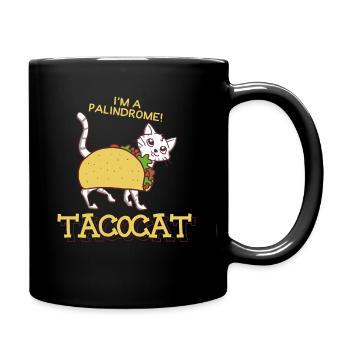 Taco Cat Funny Pun Kitten Apparel - Full Colour Mug - black - Right