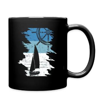 Sailboat Sailing Boat Steering Wheel Boat Sailor - Tasse einfarbig - Schwarz - Rechts