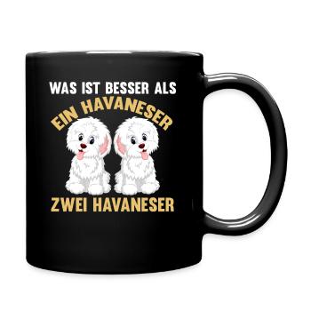 Zwei Havaneser Hund Havaneser - Tasse einfarbig - Schwarz - Rechts