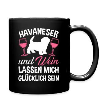 Havaneser und Wein - Tasse einfarbig - Schwarz - Rechts