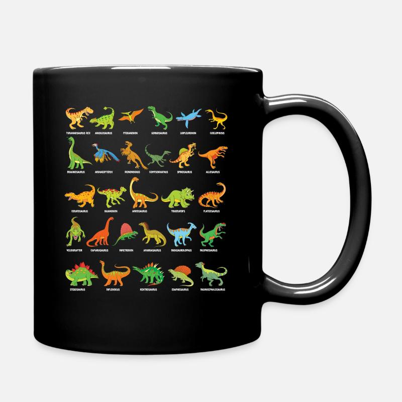 Dinosaurier-Arten 28 Dinosaurier mit Namen Dino - Tasse einfarbig - Schwarz