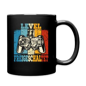 Kinder Level 11 Freigeschaltet Geburtstagsshirt - Tasse einfarbig - Schwarz - Rechts