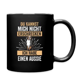 Australian Shepherd Hund Aussie - Tasse einfarbig - Schwarz - Rechts