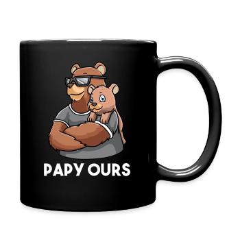 Großvater Papou Papy Bear - Tasse einfarbig - Schwarz - Rechts