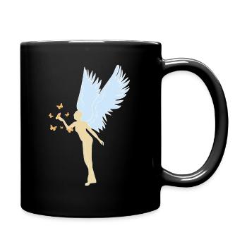Angels with butterflies Christian gift - Full Colour Mug - black - Right