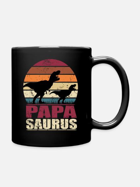 Papasaurus Rex Dinosaurier Familien Dino Vater - Tasse einfarbig - Schwarz