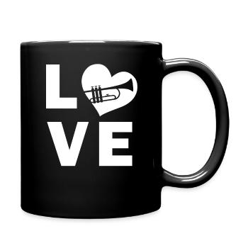 Trompete Trompeter - Tasse einfarbig - Schwarz - Rechts