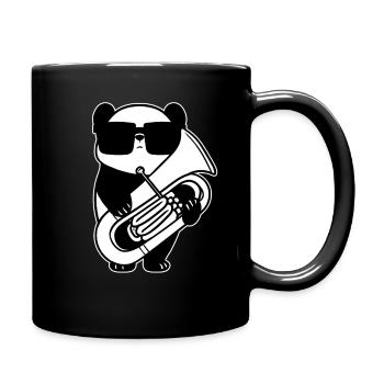 Panda mit Tuba Musik Instrument Tubist Tuba - Tasse einfarbig - Schwarz - Rechts