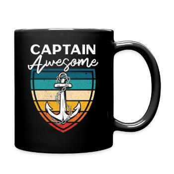 Captain Awesome Kapitän Spruch Käptn - Tasse einfarbig - Schwarz - Rechts