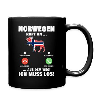 Norwegen ruft an Norwegische Flagge - Tasse einfarbig - Schwarz - Rechts