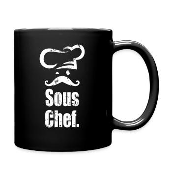 Sous Chef - Head Chef Chef with mustache - Full Colour Mug - black - Right