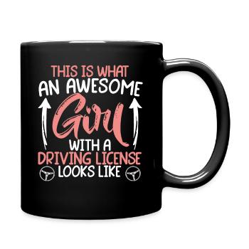Une fille géniale avec un permis de conduire ressemble à - Mug uni - noir - Droite