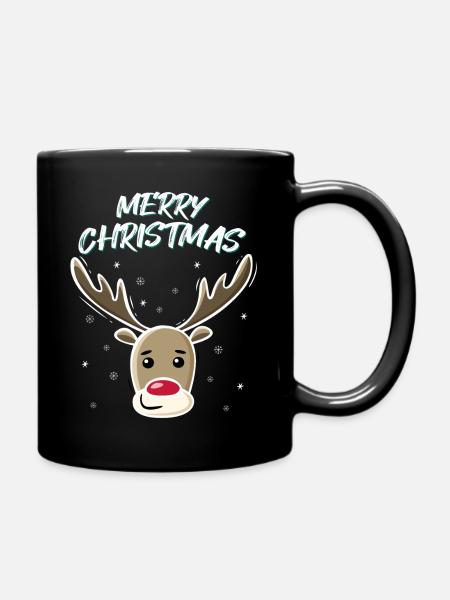 Christmas Deer Reindeer Christmas Gift Idea - Full Colour Mug - black