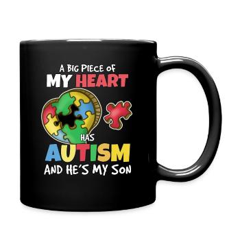 Autismus Sohn - Tasse einfarbig - Schwarz - Rechts