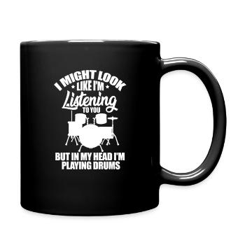 Schlagzeug Schlagzeuger Musiker Band Geschenk - Tasse einfarbig - Schwarz - Rechts