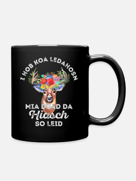 I hob koa Ledahosn Lederhose Hirsch -dunkle Shirts - Tasse einfarbig - Schwarz