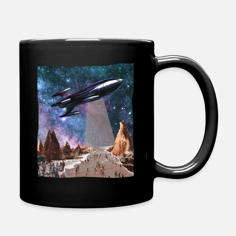 Raumschiff Science Fiction Collage Kunst Shirt - Tasse einfarbig - Schwarz