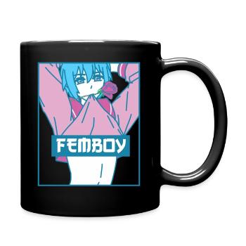 Femboy Anime Boy Gay Esthétique Pastel Mordant Rose - Mug uni - noir - Droite