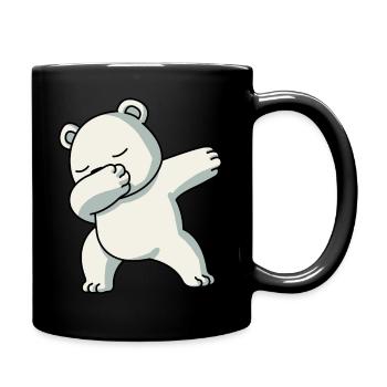 Dabbing Eisbär Lustig Schlafanzug Kostüm - Tasse einfarbig - Schwarz - Rechts