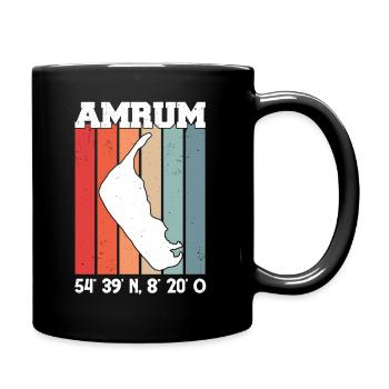 Amrum Koordinaten Strandkorb Nordsee - Tasse einfarbig - Schwarz - Rechts