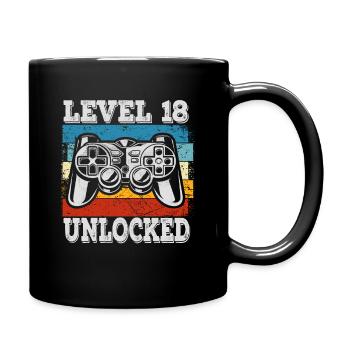 Herren Level 18 Unlocked Geburtstagsshirt Gamer - Tasse einfarbig - Schwarz - Rechts
