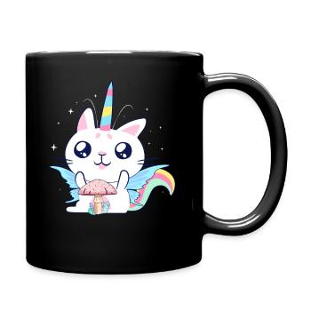 Fairycore Esthétique Fée Licorne Chat et Champignon - Mug uni - noir - Droite