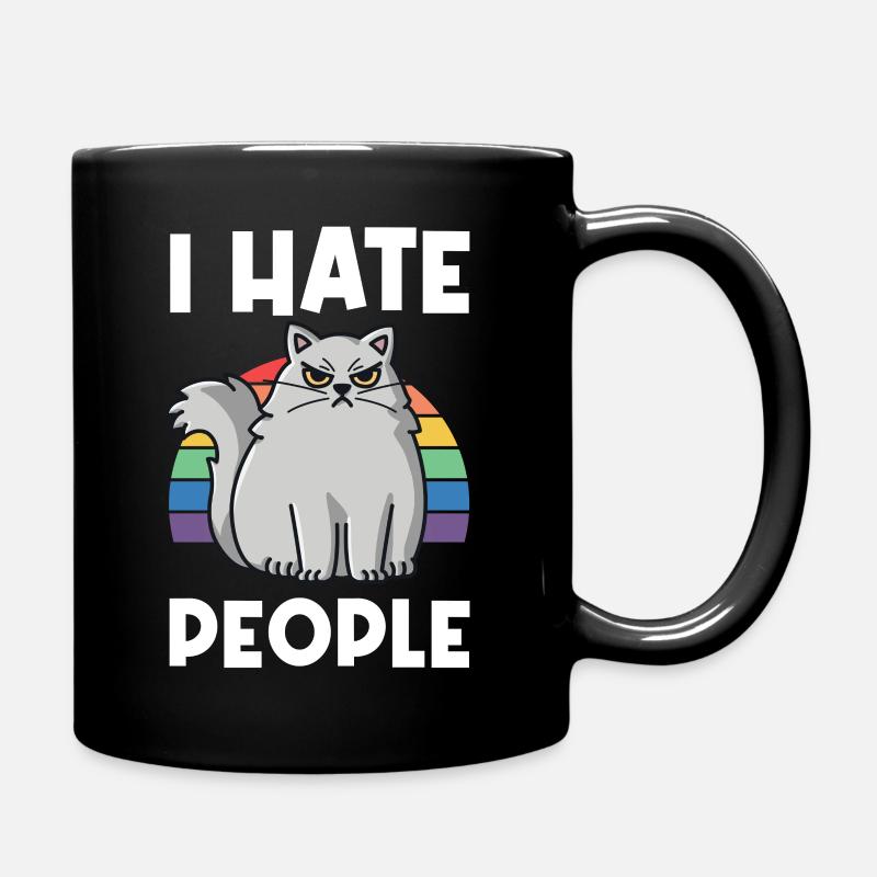 I Hat People Rainbow I Hate People Hate valentine - Full Colour Mug - black
