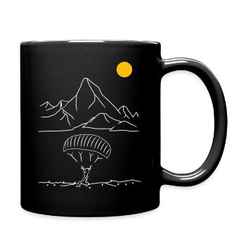 Gleitschirmflieger in den Alpen Vektor - Tasse einfarbig - Schwarz - Rechts