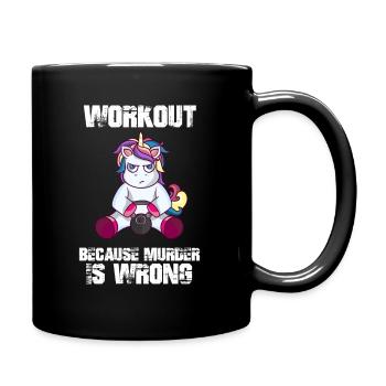 Training Workout Einhorn Laune lustiger Spruch - Tasse einfarbig - Schwarz - Rechts