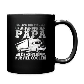 LKW Fahrender Papa LKW-Fahrer Fernfahrer Geschenk - Tasse einfarbig - Schwarz - Rechts